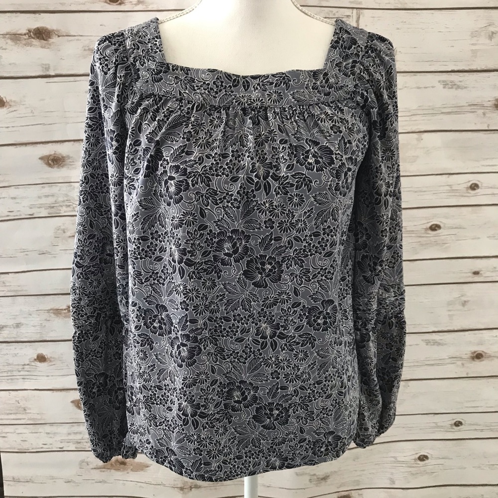 💚LC LAUREN CONRAD Floral Poet Sleeve Blouse